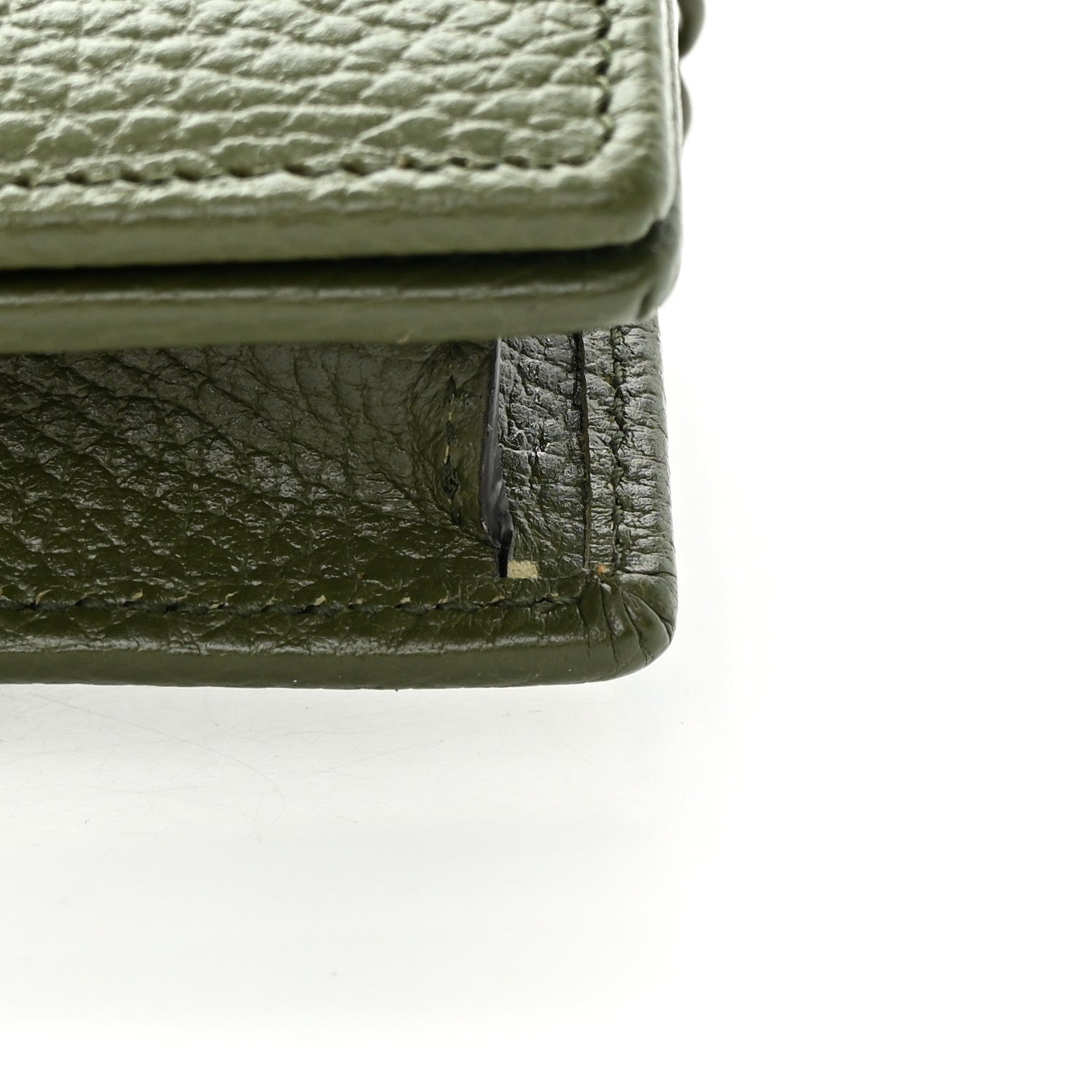 Gucci Dollar Calfskin Enamel Monochrome Mini GG Marmont Chain Wallet Military Wood 10 of 11