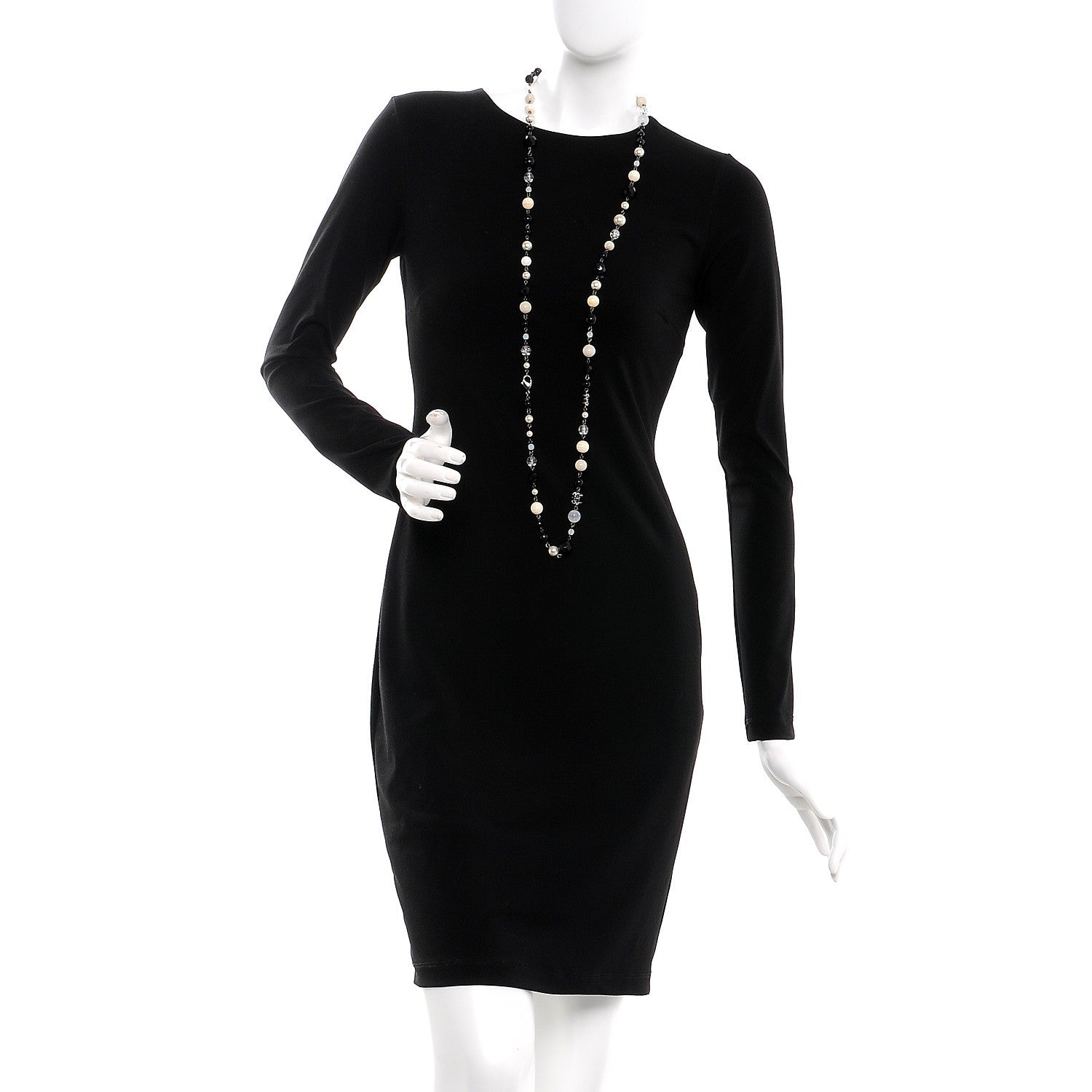 Chanel Pearl Crystal Bead CC Long Necklace Black 2 of 3