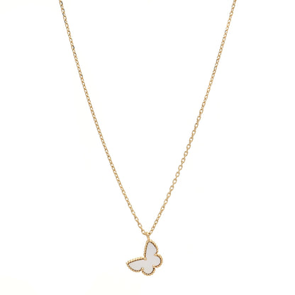 Van Cleef & Arpels 18K Yellow Gold Mother of Pearl Sweet Alhambra Butterfly Pendant Necklace 1 of 6