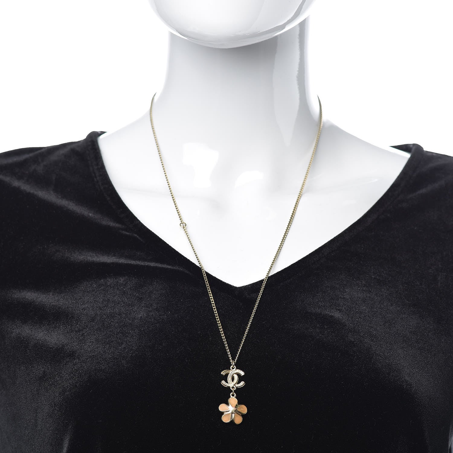Chanel Enamel CC Camellia Pendant Necklace 2 of 5