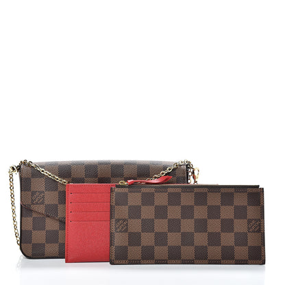 Louis Vuitton Damier Ebene Pochette Felicie Chain Wallet 2 of 12