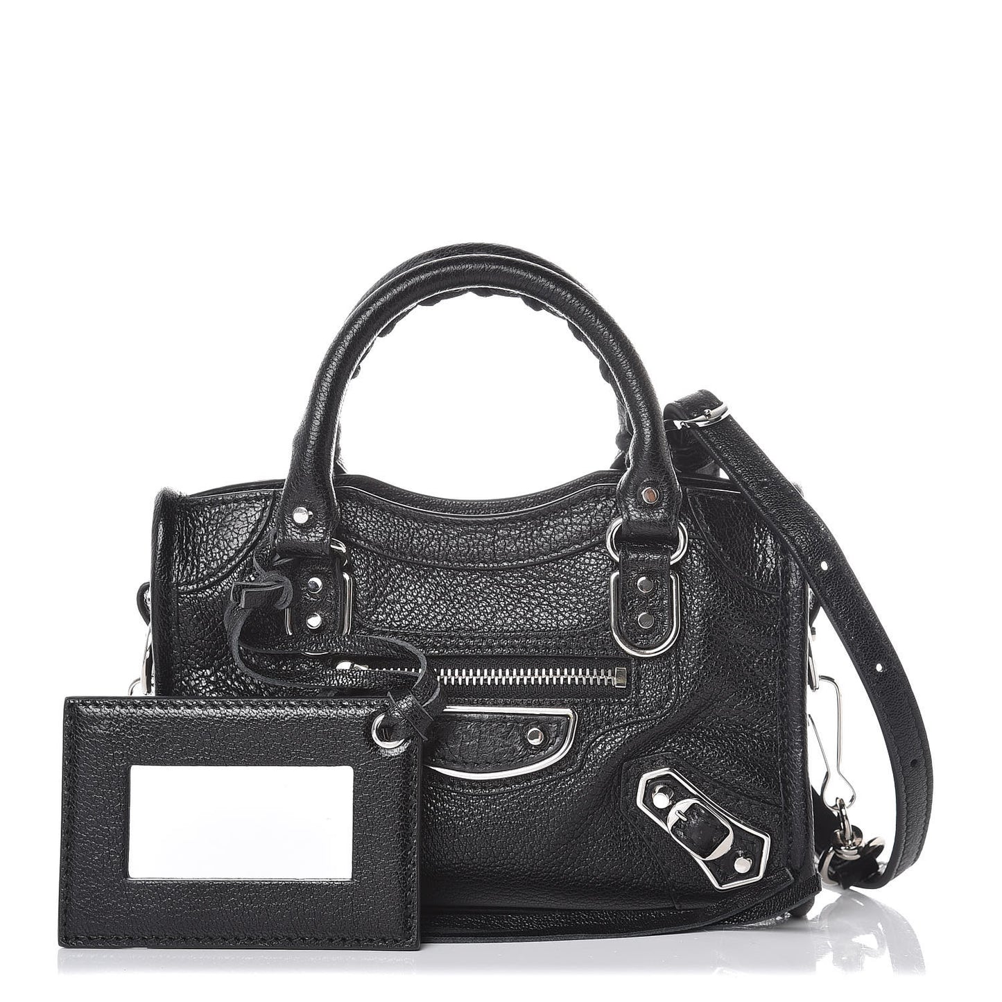 Chevre Silver Metallic Edge Hardware Nano City Black