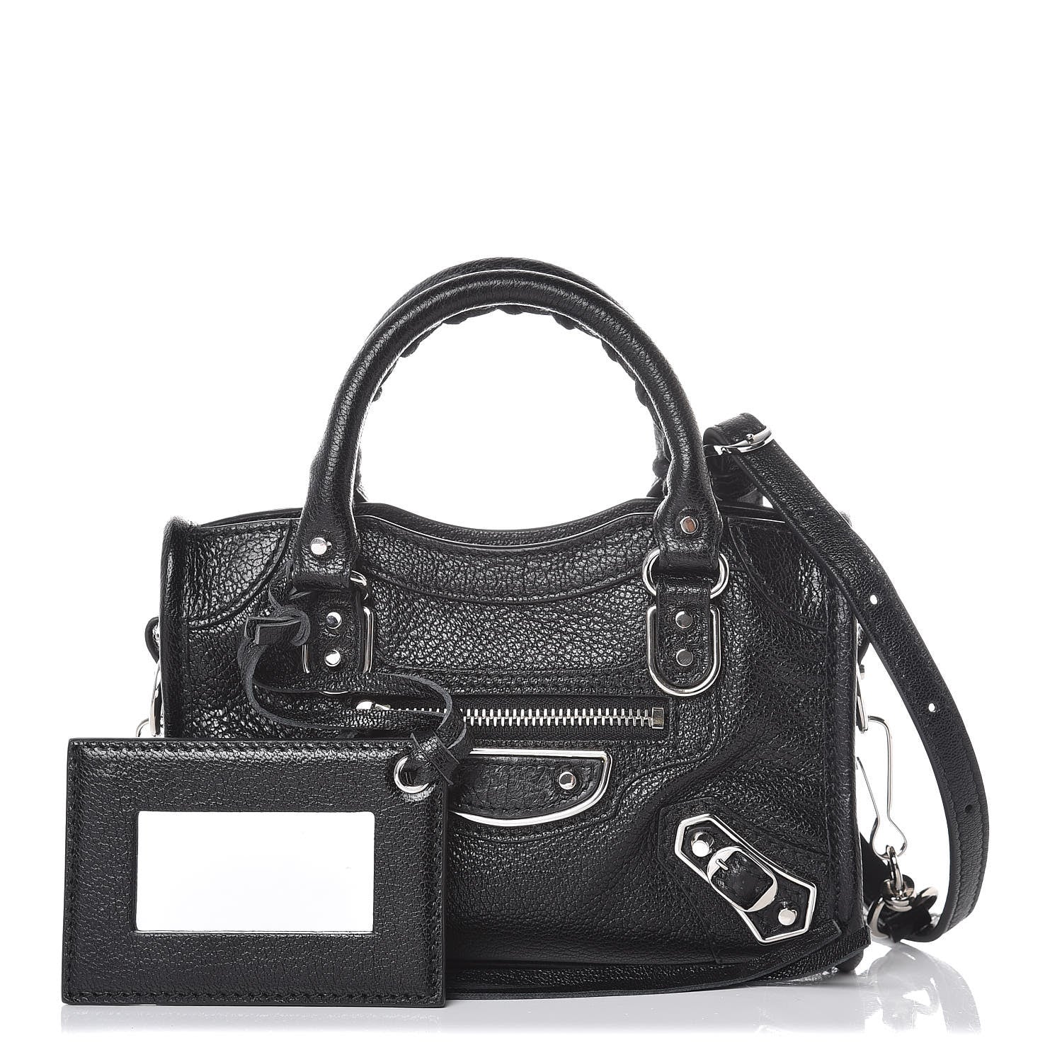 Balenciaga Chevre Silver Metallic Edge Hardware Nano City Black 2 of 7