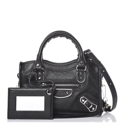 Balenciaga Chevre Silver Metallic Edge Hardware Nano City Black 2 of 7