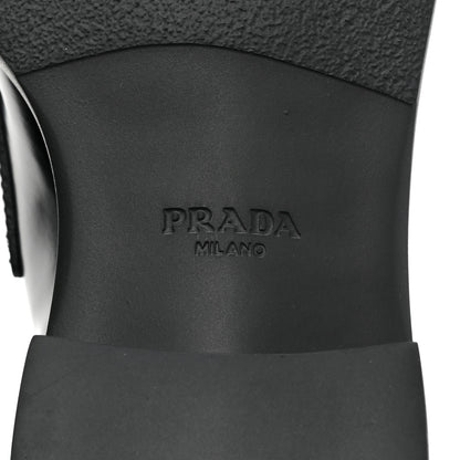 Prada Spazzolato Metal Triangle Logo 50mm Loafers 38.5 Black 6 of 9