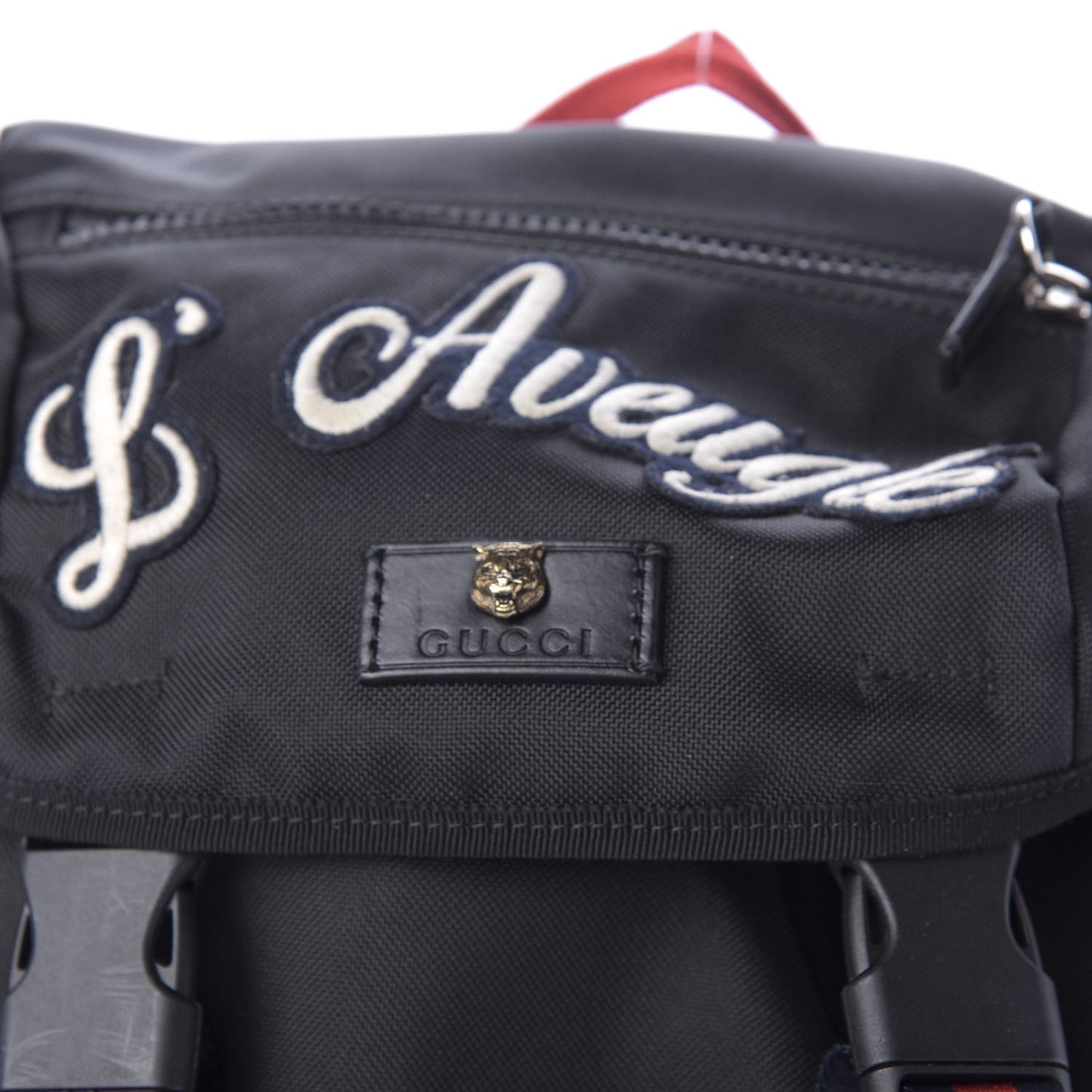 Techno Canvas Web L'Aveugle Par Amour Embroidered Double Buckle Backpack Black