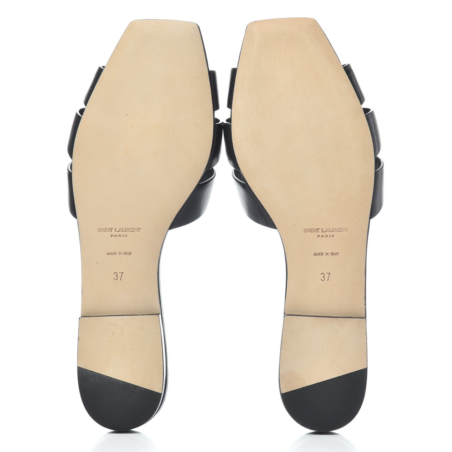 Saint Laurent Calfskin Tribute 05 Slide Sandals 37 Black 5 of 13