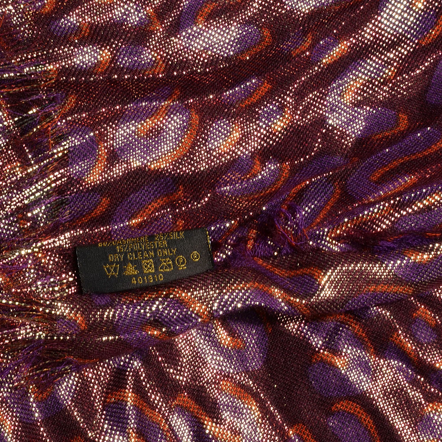 Louis Vuitton Cashmere Silk Leopard Etole Stole Disco Prune 6 of 6