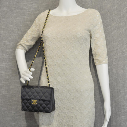 Chanel Satin Quilted Mini Flap Black 2 of 9