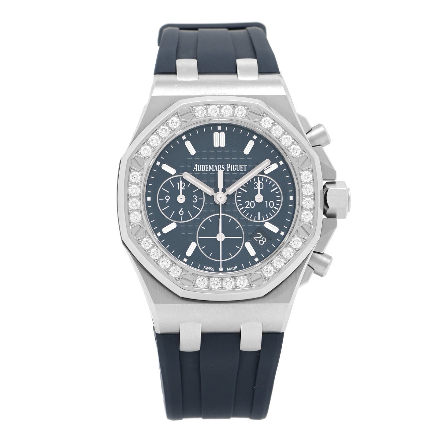 Stainless Steel Rubber Diamond 37mm Royal Oak Offshore Chronograph Automatic Watch Blue 26231ST.ZZ.D027CA.01