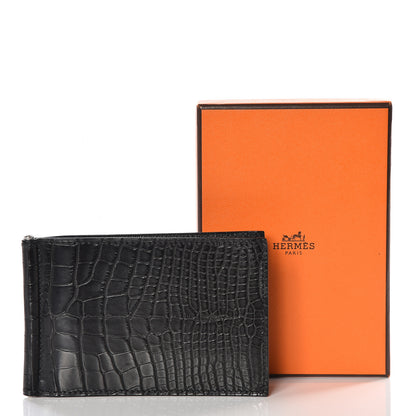 Hermes Shiny Alligator Poke Jungle Wallet Black 8 of 8