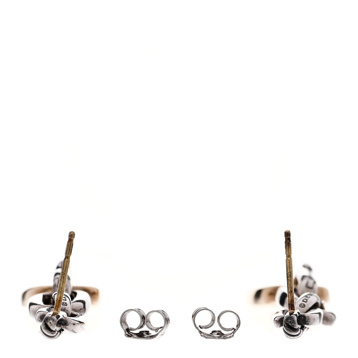 David Yurman Sterling Silver 18K Yellow Gold Wellesley Link Drop Earrings 3 of 5
