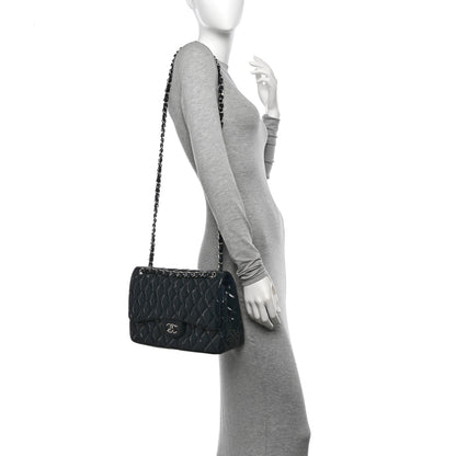 Chanel Patent Quilted Jumbo Double Flap Navy Blue 2 of 13