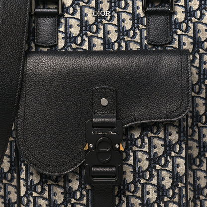Christian Dior Oblique Saddle Tote Beige Black 7 of 10