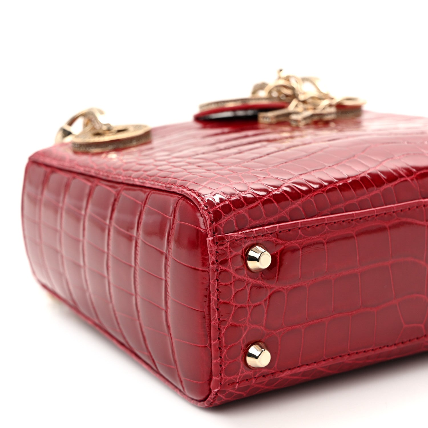 Christian Dior Alligator Crystal Mini Lady Dior Red 8 of 12