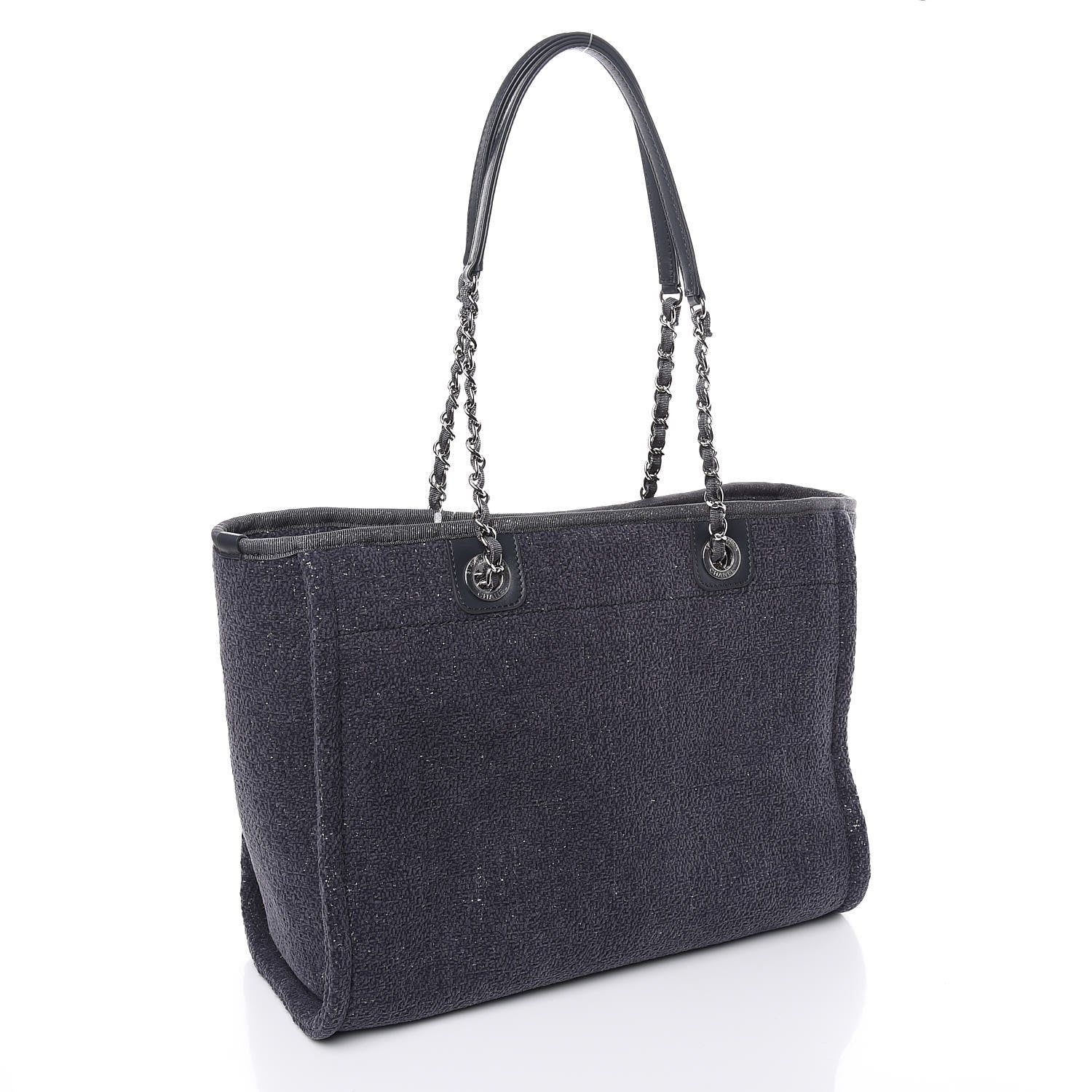 Chanel Lurex Boucle Small Deauville Tote Light Grey 3 of 10