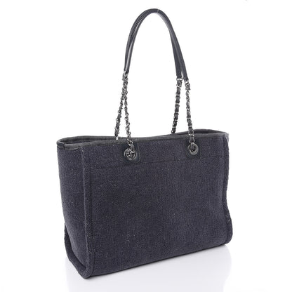 Chanel Lurex Boucle Small Deauville Tote Light Grey 3 of 10