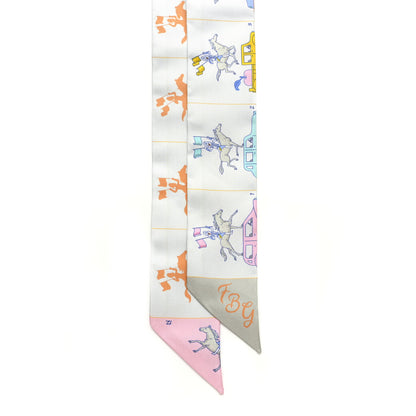 Hermes Silk Parade CG Twilly Gris Perle Vert Jaune 2 of 4