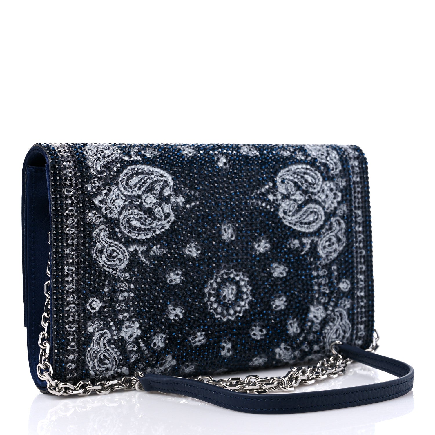 Judith Leiber Swarovski Crystal Bandana Clutch Blue White 3 of 9