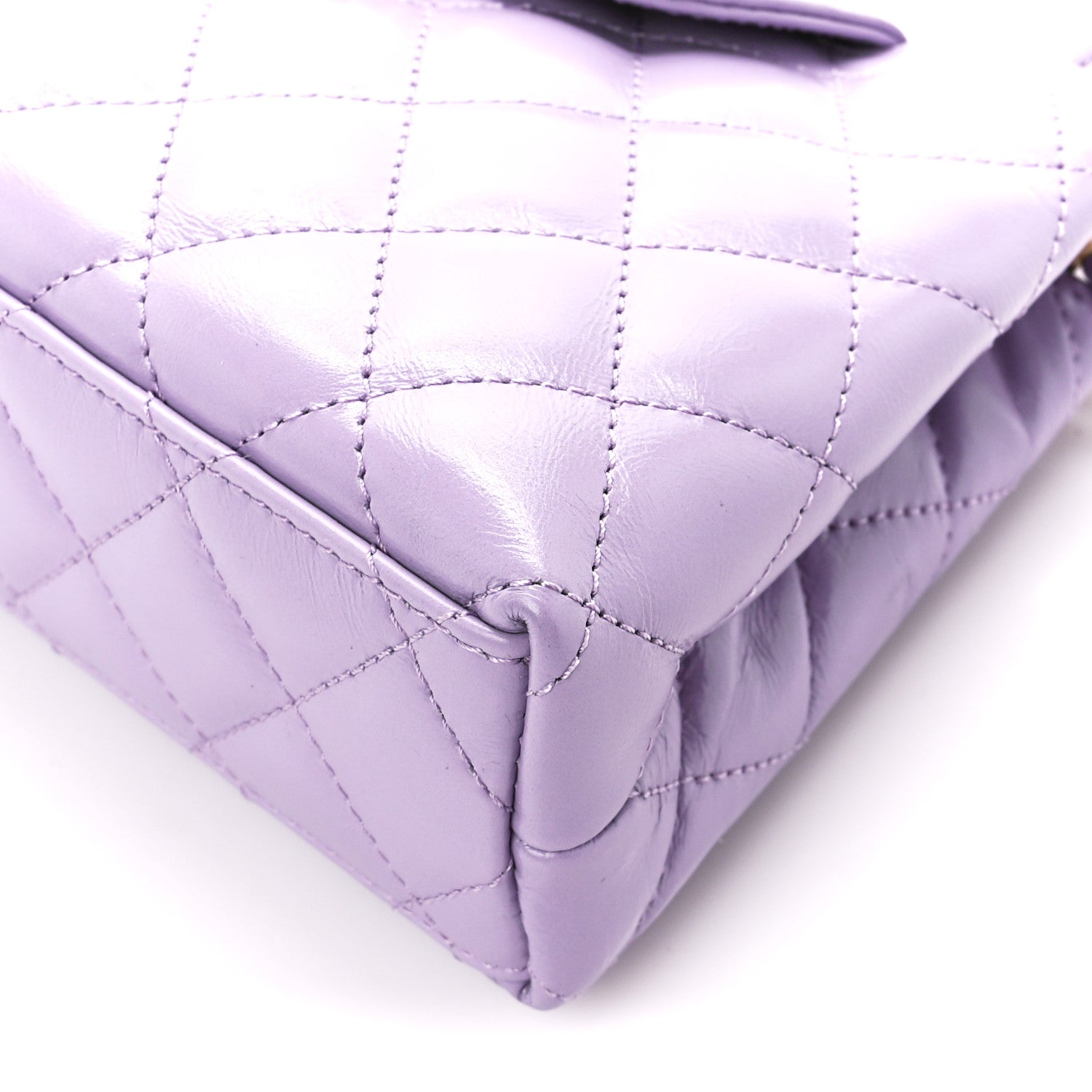 Chanel Shiny Aged Calfskin Quilted Nano Kelly Shopper Lilac 10 of 11