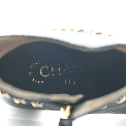 Chanel Crumpled Calfskin Cap Toe Chain Short Boots 37.5 Black 6 of 6