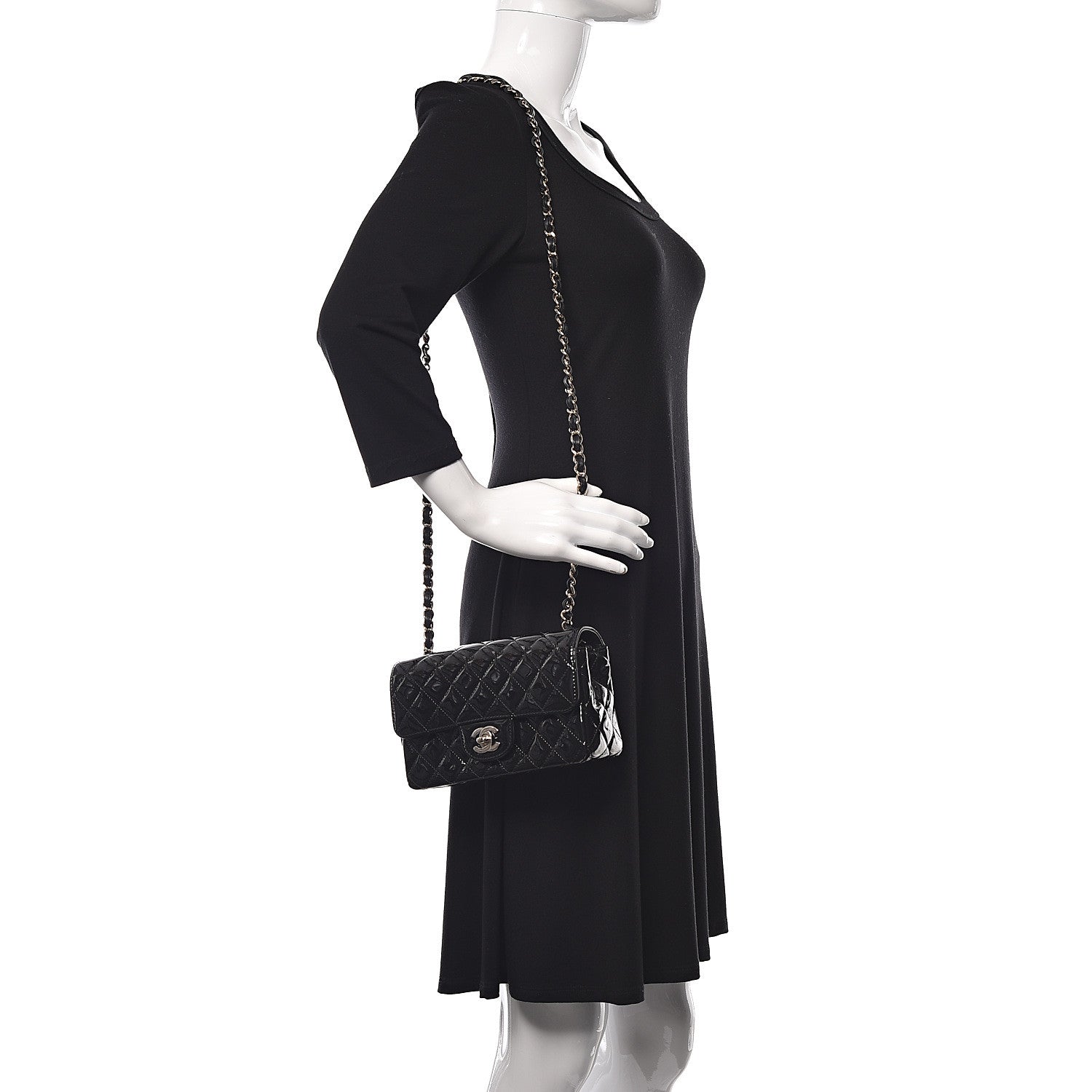 Chanel Patent Calfskin Quilted Mini Rectangular Flap Black 2 of 10