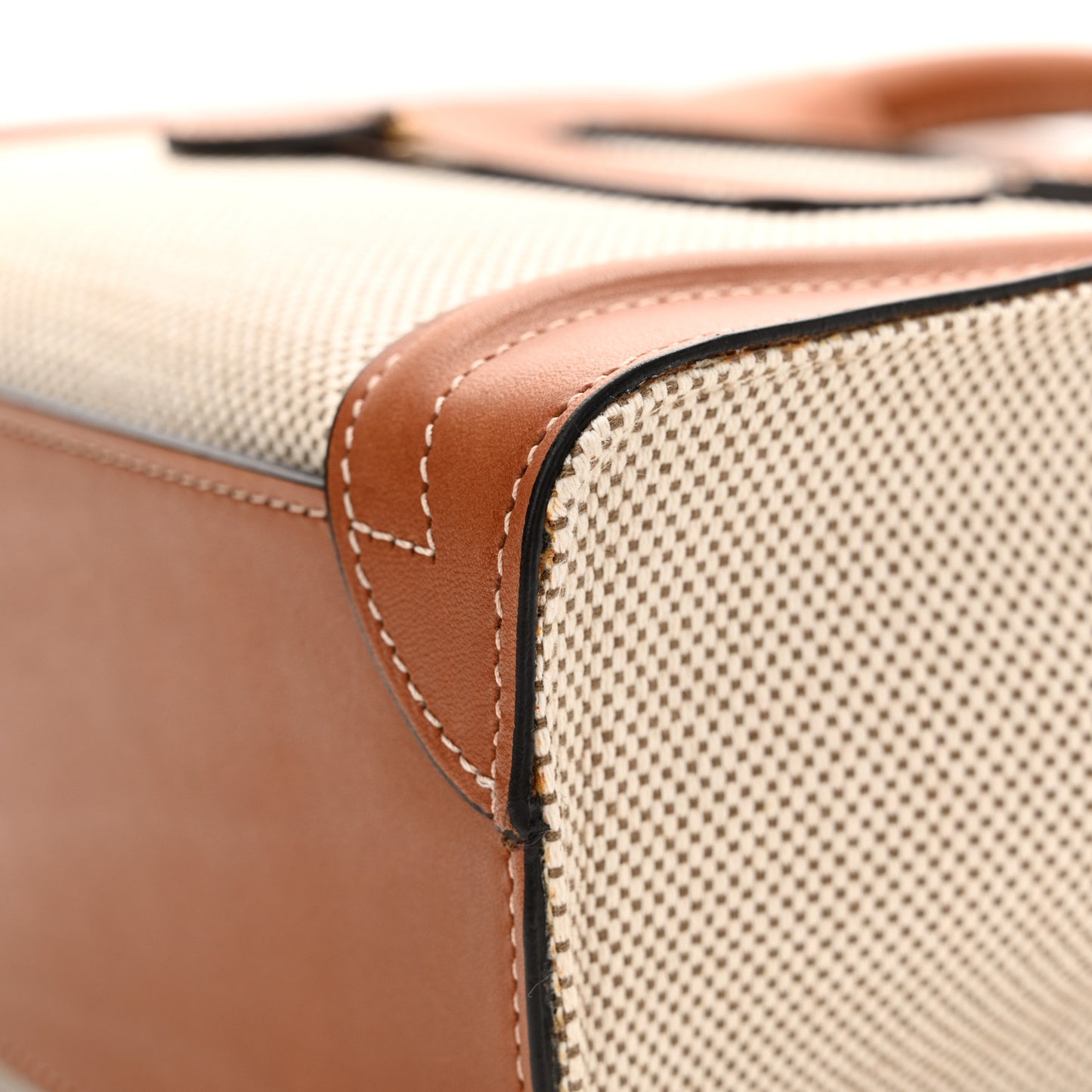 Textile Smooth Calfskin Nano Luggage Tan White