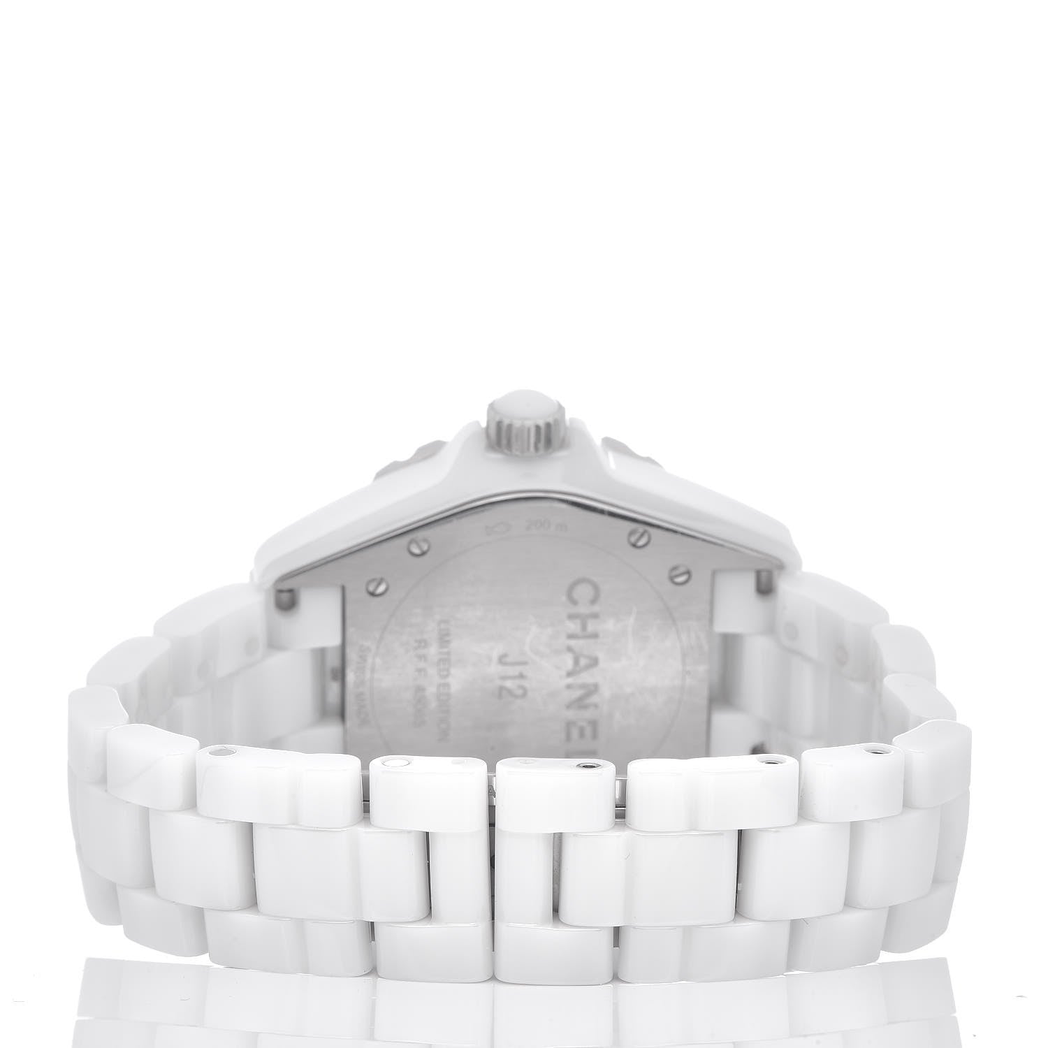 Chanel Stainless Steel Ceramic Diamond Pink Mother of Pearl 38mm J12 Automatic Watch White 4 of 5