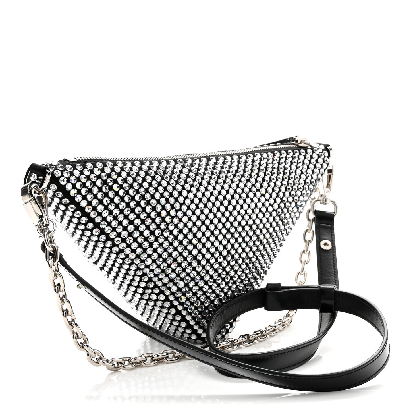 Satin Crystal Triangle Crossbody Pouch Cristal