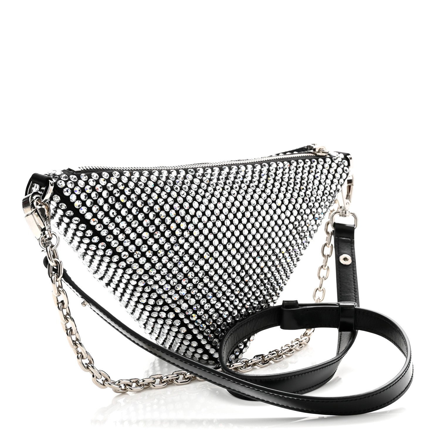 Prada Satin Crystal Triangle Crossbody Pouch Cristal 3 of 10