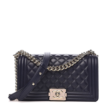 Chanel Lambskin Quilted Medium Boy Flap Dark Navy 1 of 11