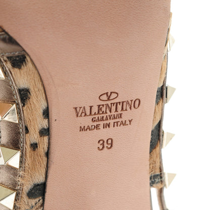 Valentino Garavani Calf Hair Leopard Print Rockstud Ankle Strap 100mm Pumps 39 Fucile Al Campion 6 of 7
