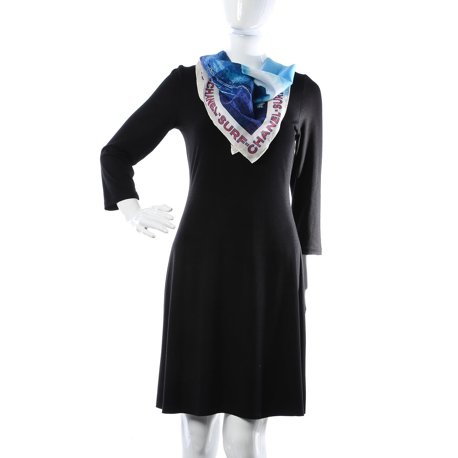 Chanel Silk Cotton Surf Square Scarf Blue 2 of 6