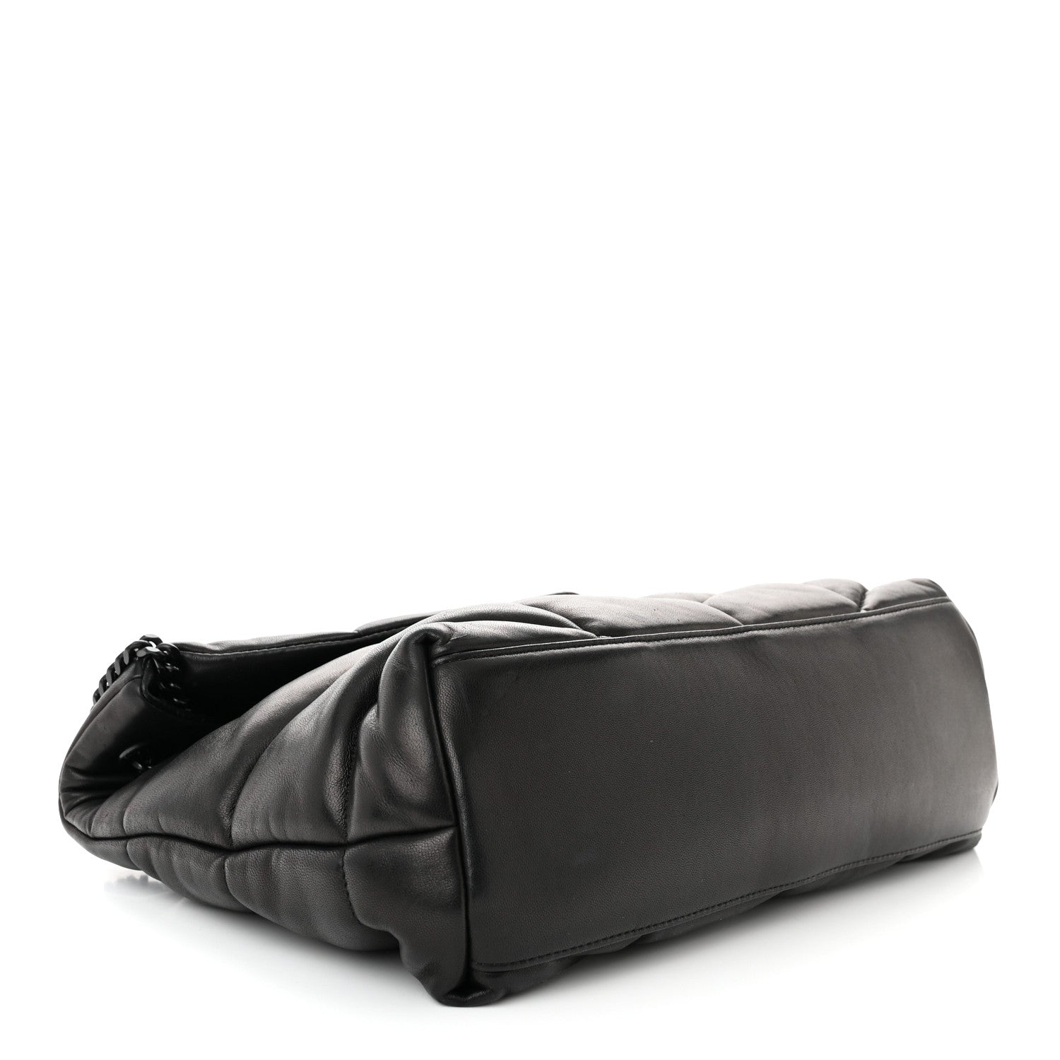 Saint Laurent Lambskin Quilted Monogram Monochrome Medium Loulou Puffer Chain Satchel Black 4 of 10
