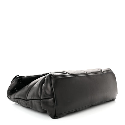 Saint Laurent Lambskin Quilted Monogram Monochrome Medium Loulou Puffer Chain Satchel Black 4 of 10