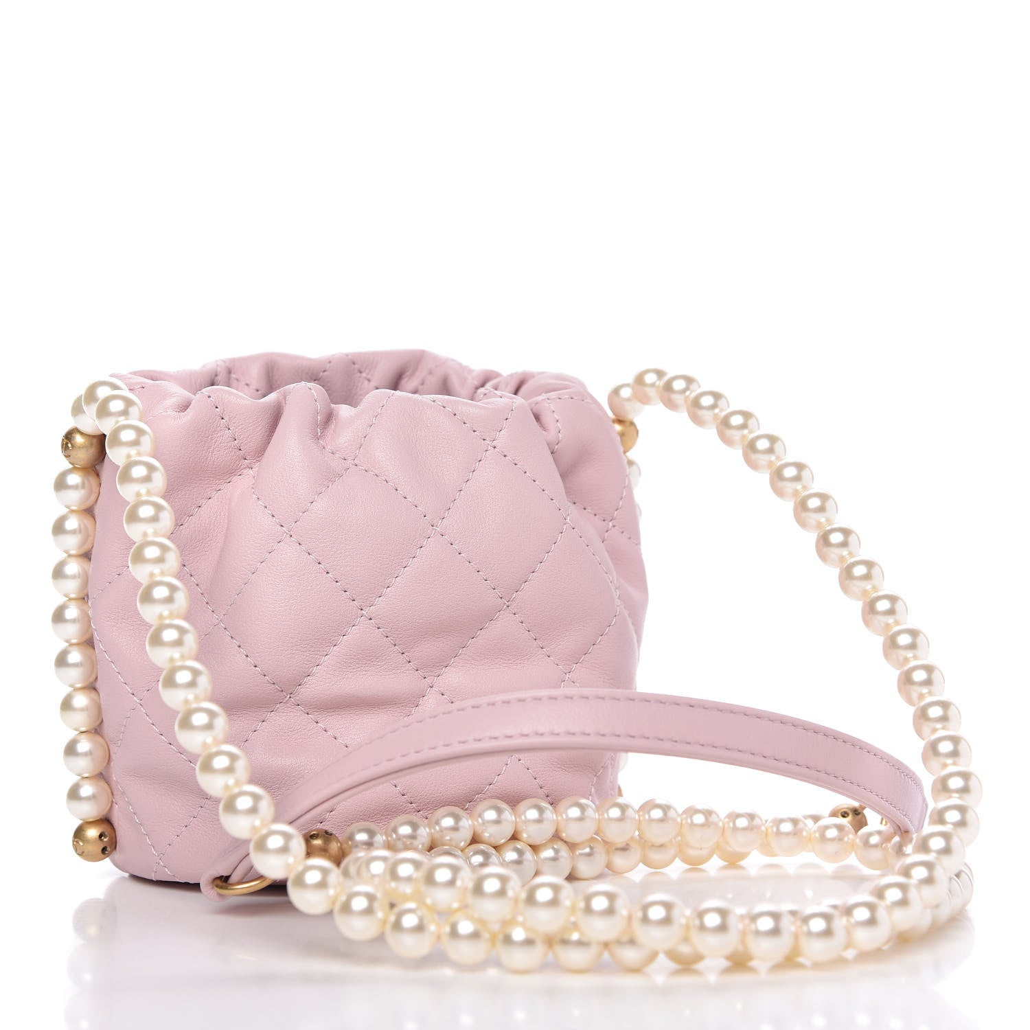 Chanel Calfskin Quilted Pearl Mini About Pearls Drawstring Bucket Light Pink 3 of 11