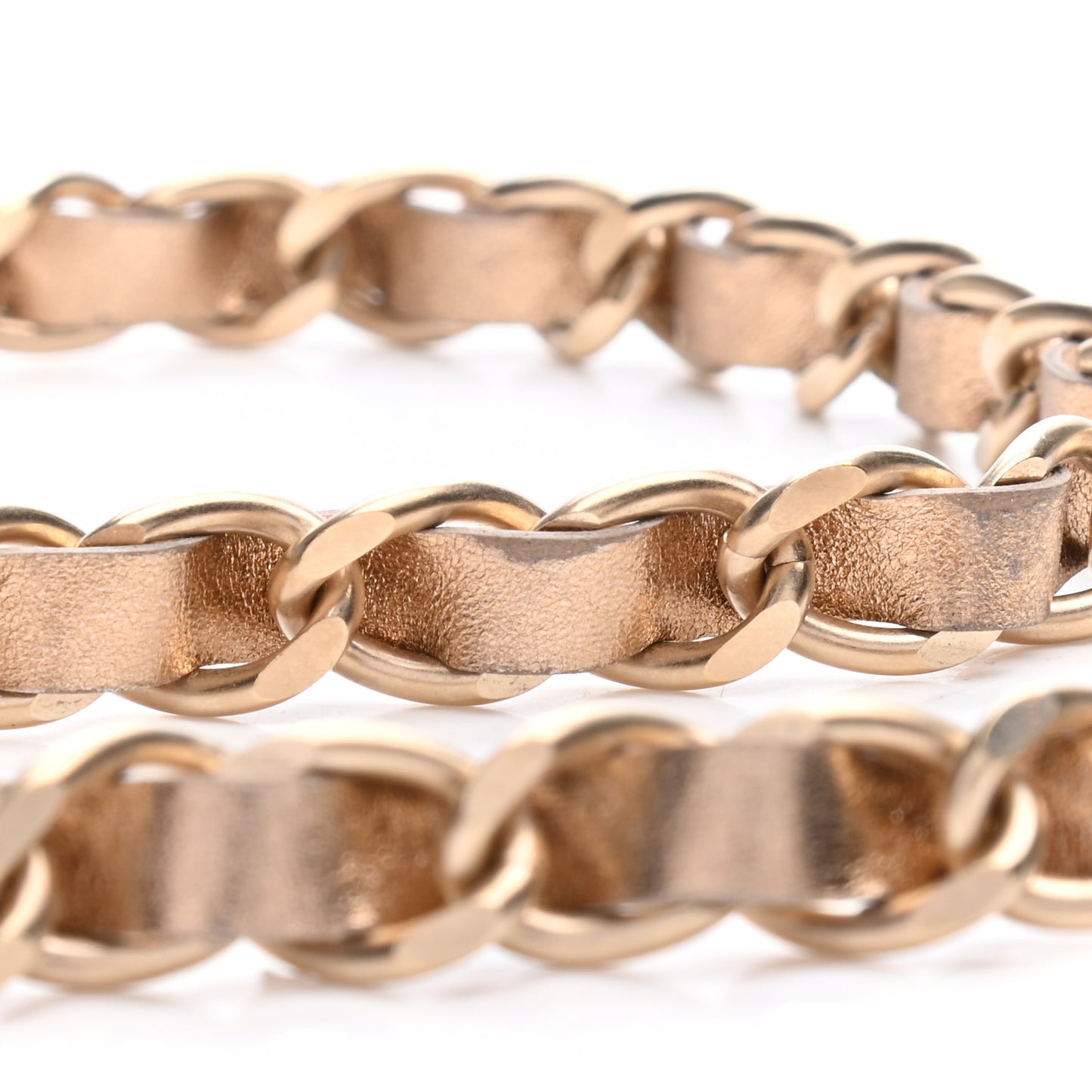 Metallic Lambskin CC Turnlock Chain Belt Gold