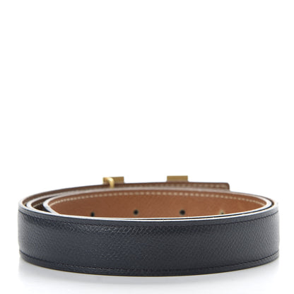 Hermes Epsom 24mm Mini Constance H Belt 75 Gold Bleu Indigo 2 of 4