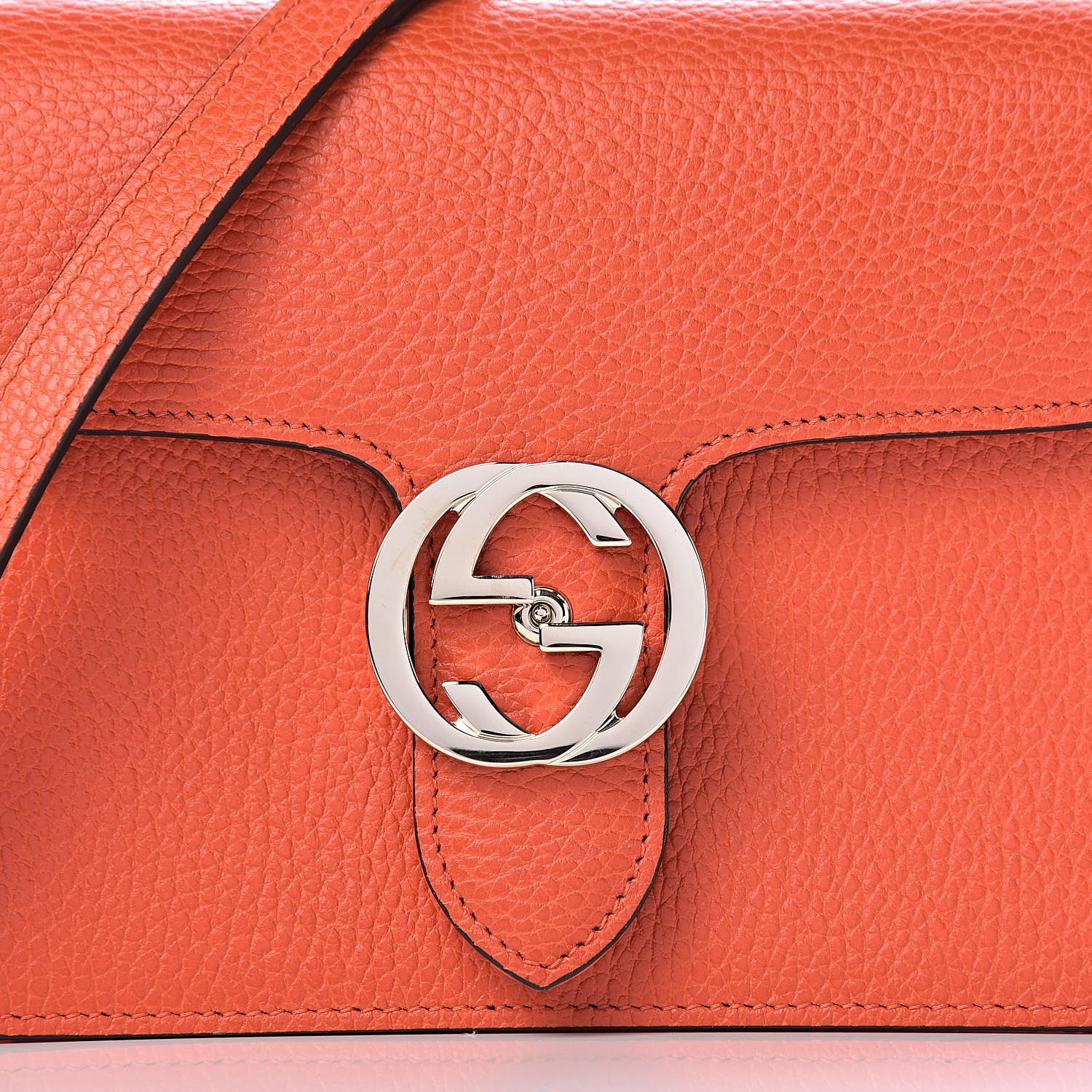 Gucci Dollar Calfskin Small Interlocking G Shoulder Bag Sun Orange 10 of 10
