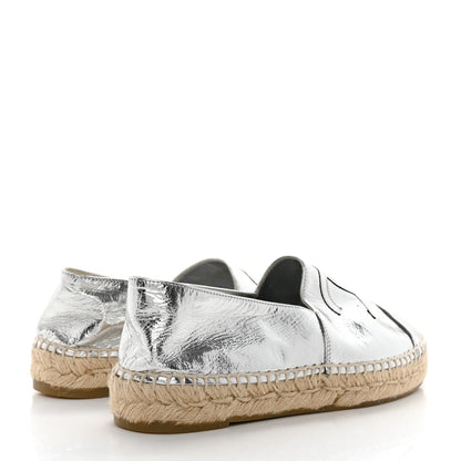 Chanel Laminated Goatskin CC Espadrilles 37 Silver 4 of 10