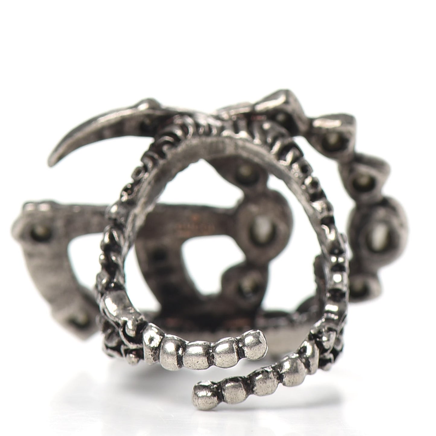 Crystal Double G Ring S 6.5 Aged Silver