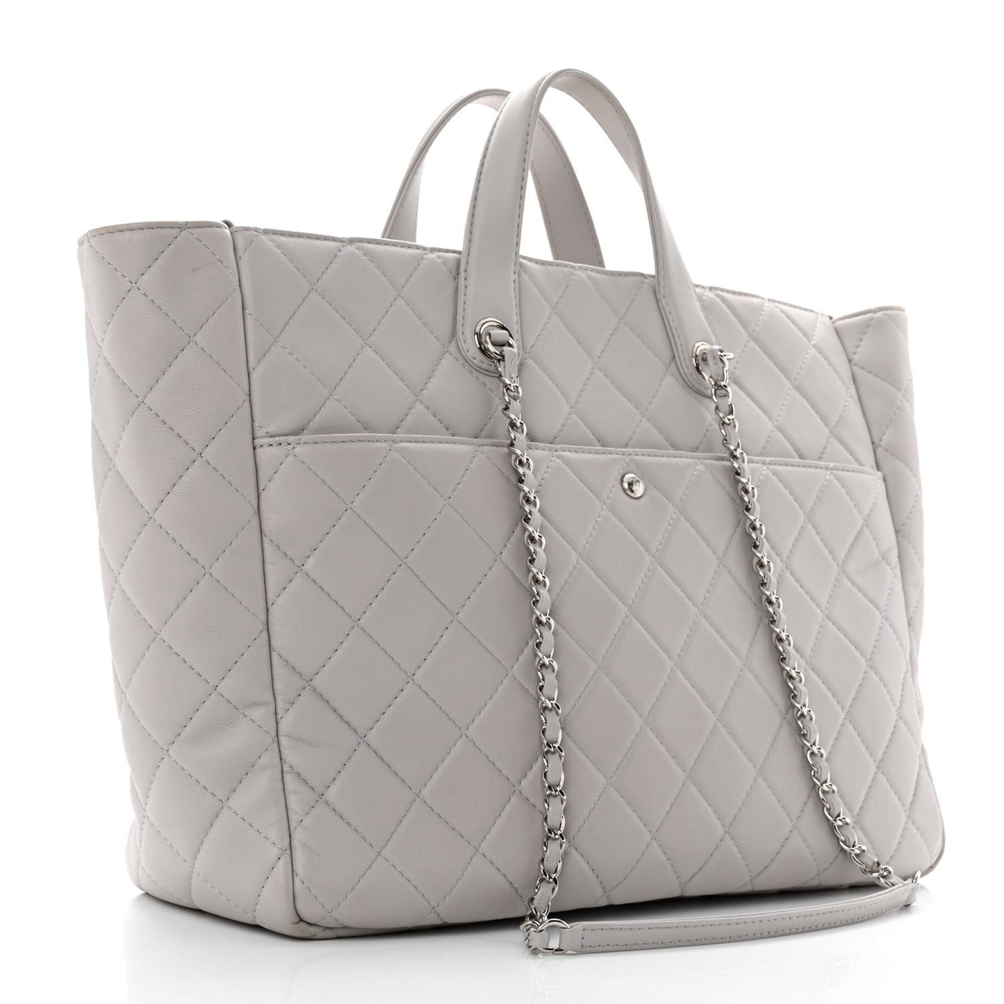 Calfskin Quilted Ultra Pocket Shopping Tote Grey