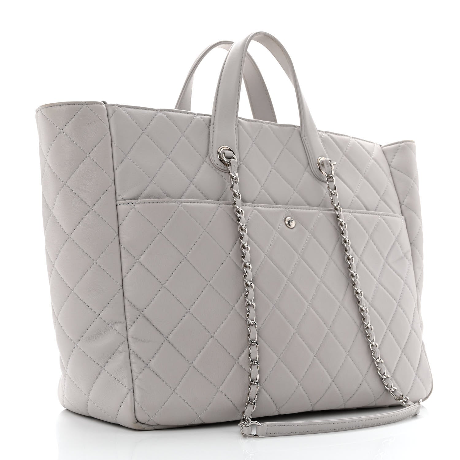 Chanel Calfskin Quilted Ultra Pocket Shopping Tote Grey 3 of 10