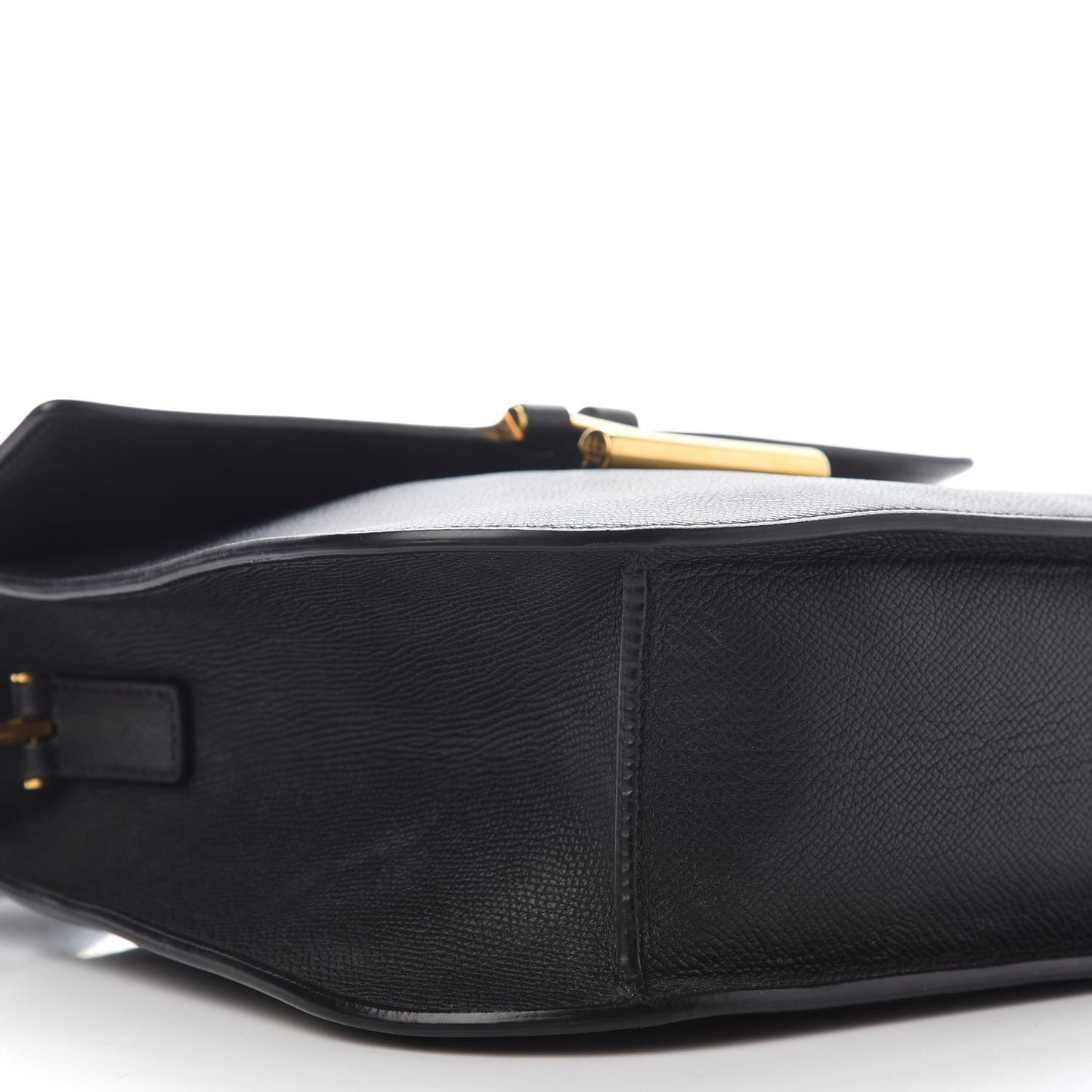 Calfskin Large T Clasp Tara Crossbody Bag Black