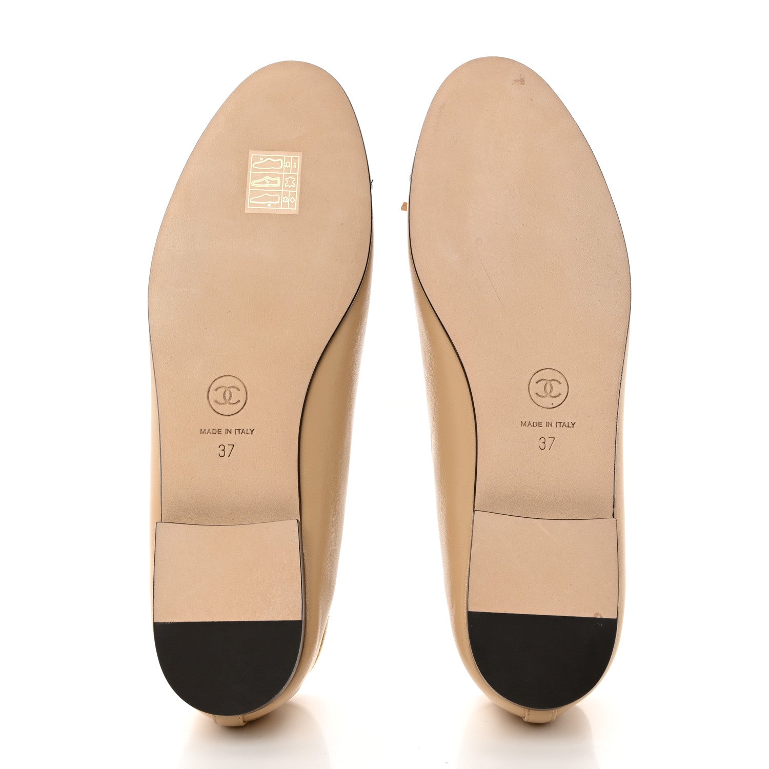 Chanel Lambskin Cap Toe CC Ballerina Flats 37 Beige Black 5 of 9