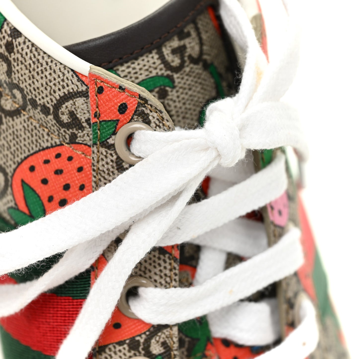 GG Supreme Monogram Strawberry Web Womens Ace Sneakers 39.5 Beige Multicolor Red Green