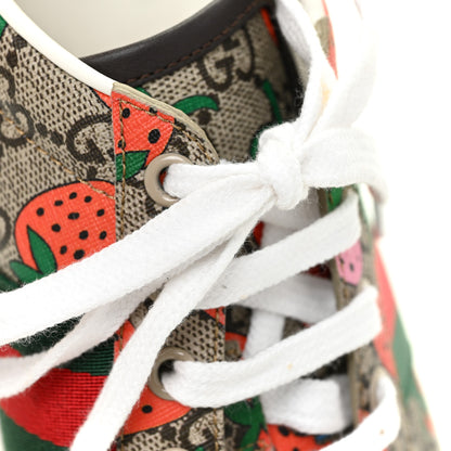 Gucci GG Supreme Monogram Strawberry Web Womens Ace Sneakers 39.5 Beige Multicolor Red Green 15 of 18
