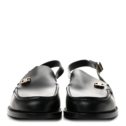Chanel Calfskin Crystal Slingback Loafers 38 Black 3 of 9
