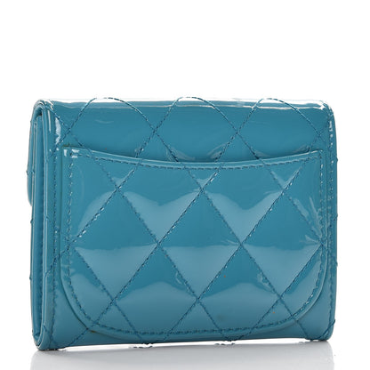 Chanel Patent Quilted Card Holder Turquoise 3 of 8