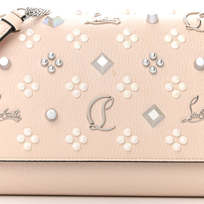 Christian Louboutin Grained Calfskin Spikes Loubinthesky Paloma Clutch Leche 9 of 15